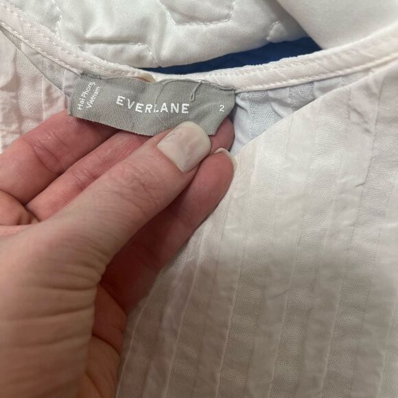 EVERLANE Mini Jacquard Stripe Top v neck boxy short sleeve 2 small medium - Picture 7 of 10